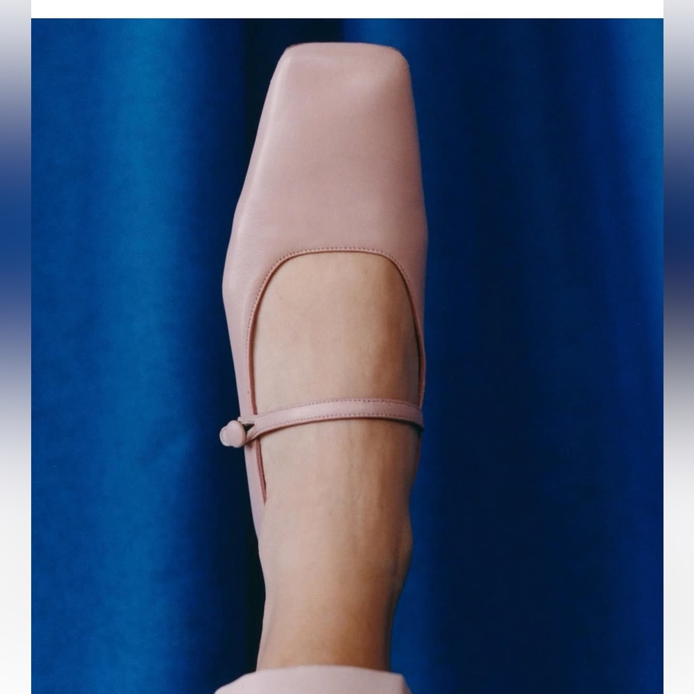 Mansur Gavriel Square Toe Ballerina Flat Mules in Pink Size 37 Worn Once